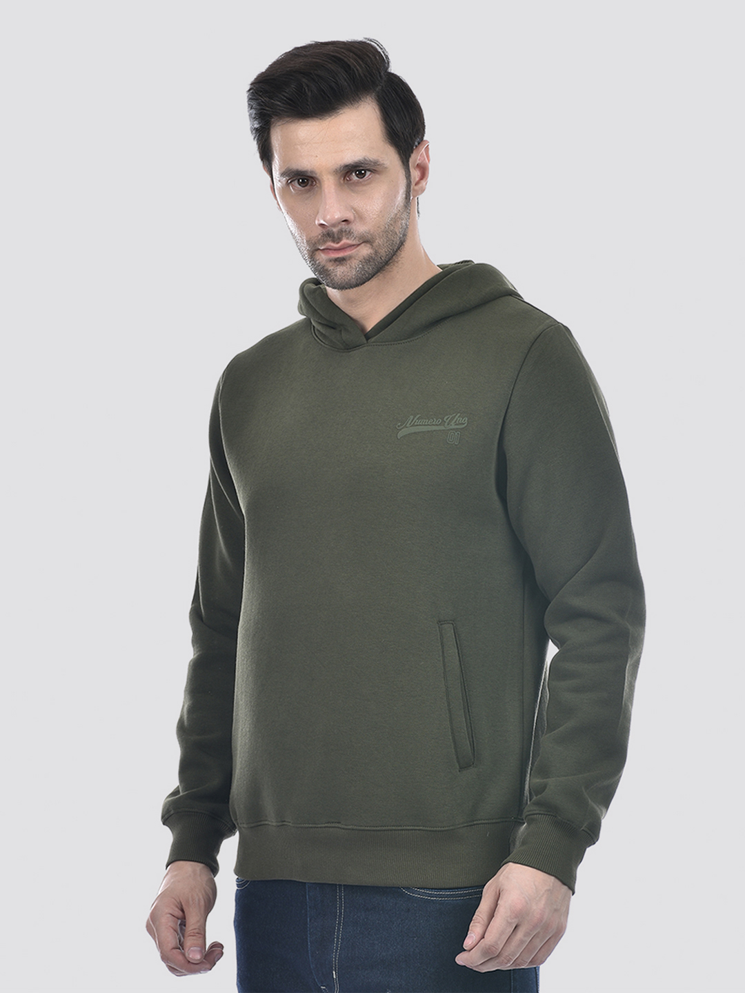 Numero Uno Men Solid Green Sweat Shirt
